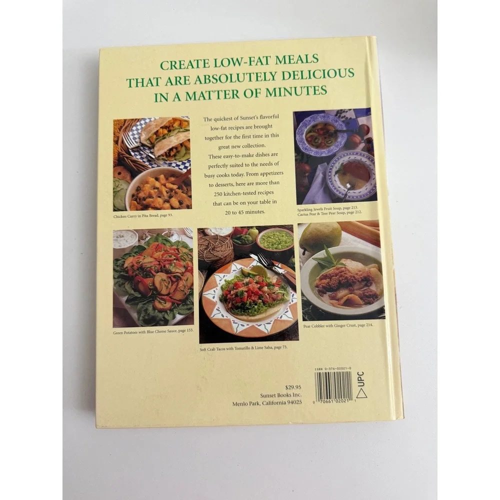 Sunset Quick Light & Healthy Cookbook Hardcover 250+ Recipes Low Fat 0376020210
